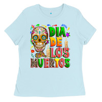 Baby Blue Dia de los muertos Ladies Tee - RanaPortraitStore