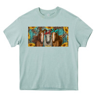 Arona horses with leopard and sunflowers Heavy Core Tee - RanaPortraitStore