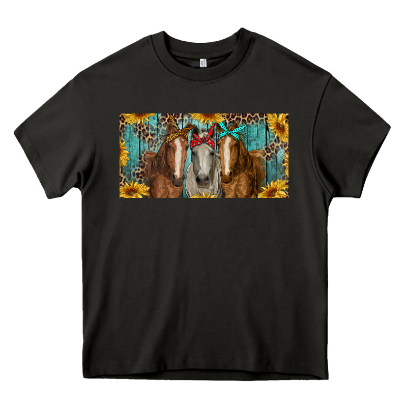 Horses With Leopard And Sunflowers Heavy Core Tee by RanaPortraitStore | Teevron