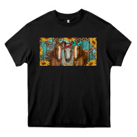 Black horses with leopard and sunflowers Heavy Core Tee - RanaPortraitStore