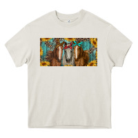 Cream horses with leopard and sunflowers Heavy Core Tee - RanaPortraitStore