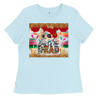Baby Blue Day of the dead skeleton Ladies Tee - RanaPortraitStore