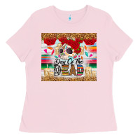 Bubblegum Pink Day of the dead skeleton Ladies Tee - RanaPortraitStore