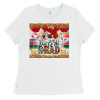 White Day of the dead skeleton Ladies Tee - RanaPortraitStore