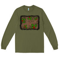 Army Green christmas plaid leopard mistletoe background Long Sleeve Tee - BarkalooDesign