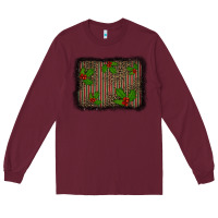 Burgundy christmas plaid leopard mistletoe background Long Sleeve Tee - BarkalooDesign