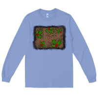 Colony Blue christmas plaid leopard mistletoe background Long Sleeve Tee - BarkalooDesign