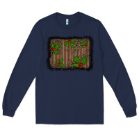 Navy christmas plaid leopard mistletoe background Long Sleeve Tee - BarkalooDesign