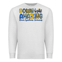 Oatmeal Heather down right amazing down syndrome awareness Premium Sweatshirt - Artiststas