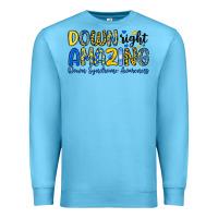 Ocean Blue down right amazing down syndrome awareness Premium Sweatshirt - Artiststas
