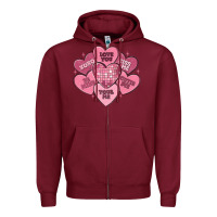 Burgundy valentines conversation hearts Zipper Hoodie - MaliasSmallBusiness