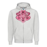 Dove Grey valentines conversation hearts Zipper Hoodie - MaliasSmallBusiness