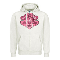 Oatmeal Heather valentines conversation hearts Zipper Hoodie - MaliasSmallBusiness