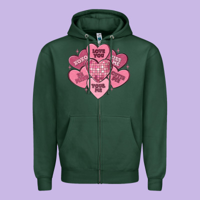 Valentines Conversation Hearts Zipper Hoodie Designed By Maliassmallbusiness