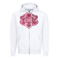 White valentines conversation hearts Zipper Hoodie - MaliasSmallBusiness