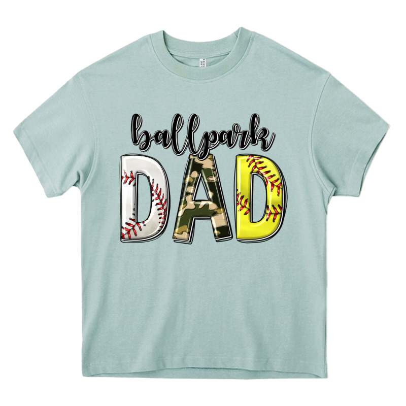 Ballpark Dad With Softball And Baseball Heavy Core Tee by texasbilliewilder | Teevron