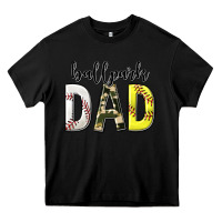 Black ballpark dad with softball and baseball Heavy Core Tee - texasbilliewilder