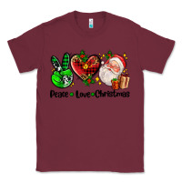Burgundy peace love  christmas Classic Tee - AdoDesignShop