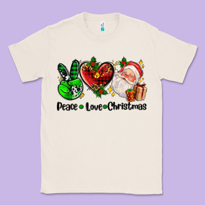 Peace Love  Christmas Classic Tee Designed By Adodesignshop
