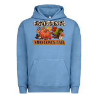 Pigment Pebble Blue just a girl who loves fall Urban Hoodie - CowGirlArtShop