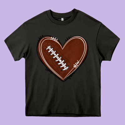 American Football Heart Heavy Core Tee Designed By Texasbilliewilder