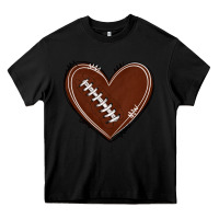 Black american football heart Heavy Core Tee - texasbilliewilder