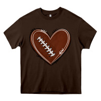 Chocolate Brown american football heart Heavy Core Tee - texasbilliewilder