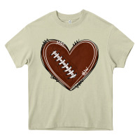 Mossy american football heart Heavy Core Tee - texasbilliewilder