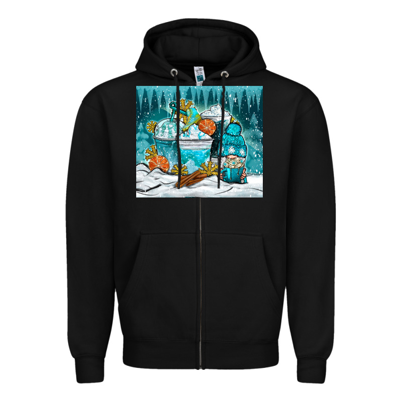 Winter Coffee Cups With Gnome Zipper Hoodie by NancyCooperArtShop | Teevron