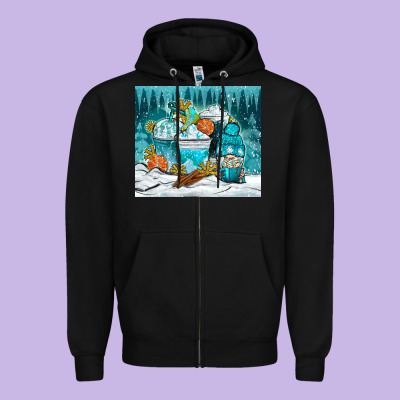 Winter Coffee Cups With Gnome Zipper Hoodie Designed By Nancycooperartshop