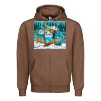 Chestnut winter coffee cups with gnome Zipper Hoodie - NancyCooperArtShop