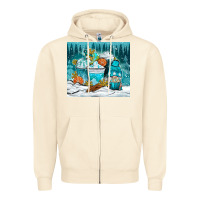 Sandshell winter coffee cups with gnome Zipper Hoodie - NancyCooperArtShop