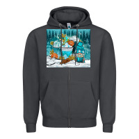 Smoke winter coffee cups with gnome Zipper Hoodie - NancyCooperArtShop