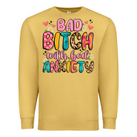 Antique Gold bad bitch with bad anxiety Premium Sweatshirt - Artiststas