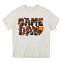 Cream game day football leopard Heavy Core Tee - Zillion Design Studio