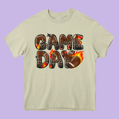 Game Day Football Leopard Heavy Core Tee Designed By Zillion Design Studio