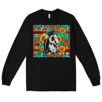 Black Aztec Sunflowers Horse Long Sleeve Tee - LillyAllenDesigns