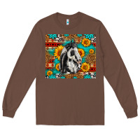 Chestnut Aztec Sunflowers Horse Long Sleeve Tee - LillyAllenDesigns