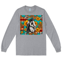 Heather Grey Aztec Sunflowers Horse Long Sleeve Tee - LillyAllenDesigns