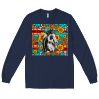 Navy Aztec Sunflowers Horse Long Sleeve Tee - LillyAllenDesigns