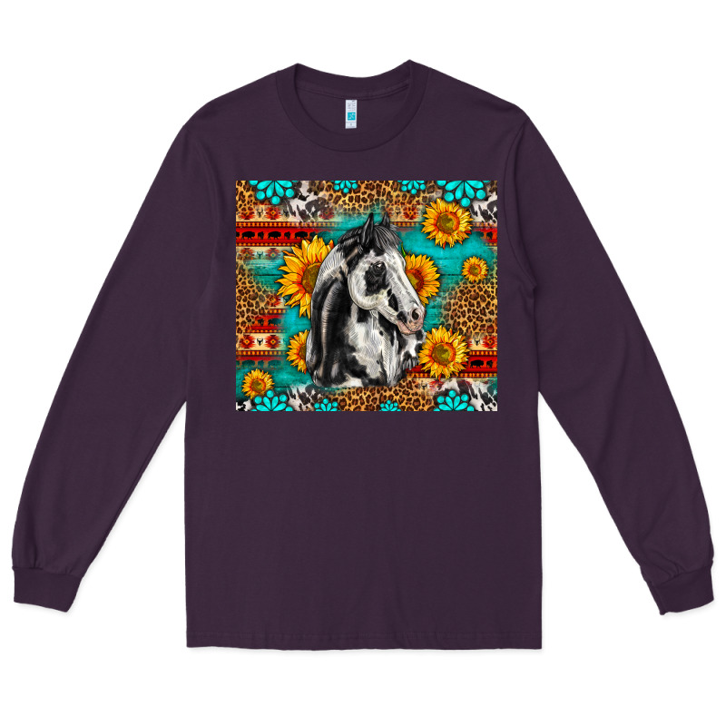 Aztec Sunflowers Horse Long Sleeve Tee by LillyAllenDesigns | Teevron