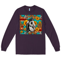 Plum Aztec Sunflowers Horse Long Sleeve Tee - LillyAllenDesigns