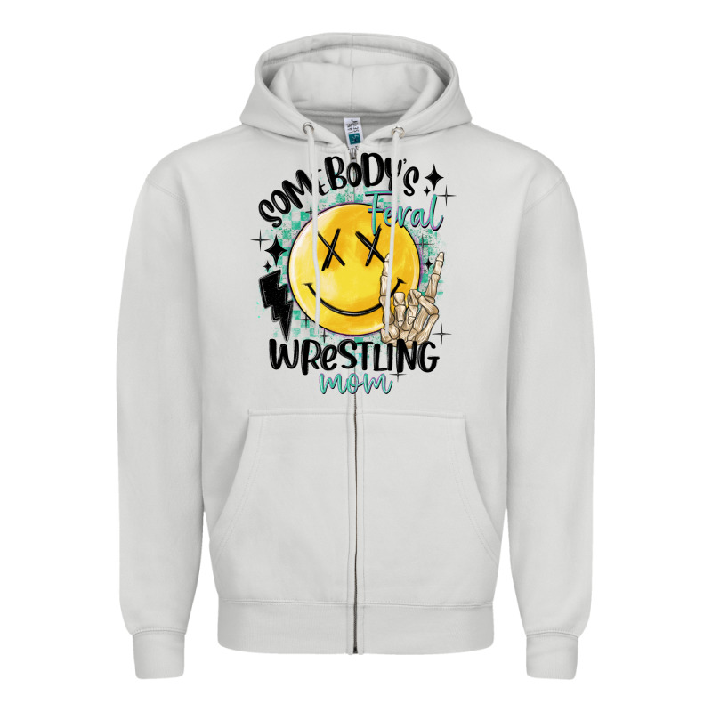 Somebody's Feral Wrestling Mom Zipper Hoodie by MaliasSmallBusiness | Teevron