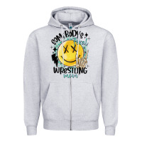 Heather Grey somebody's feral wrestling mom Zipper Hoodie - MaliasSmallBusiness