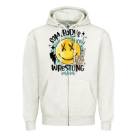 Oatmeal Heather somebody's feral wrestling mom Zipper Hoodie - MaliasSmallBusiness