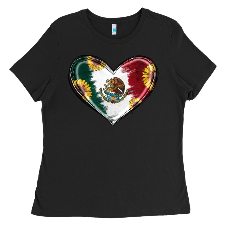 Sunflower Mexican Flag Heart Ladies Tee by RanaPortraitStore | Teevron