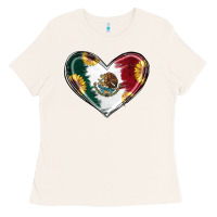 Bone Sunflower Mexican Flag Heart Ladies Tee - RanaPortraitStore