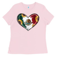 Bubblegum Pink Sunflower Mexican Flag Heart Ladies Tee - RanaPortraitStore