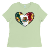 Matcha Sunflower Mexican Flag Heart Ladies Tee - RanaPortraitStore