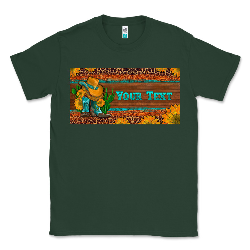 (preview)custom Cowboy Boots Sunflowers And Cactus License Plate Classic Tee by Artiststas | Teevron